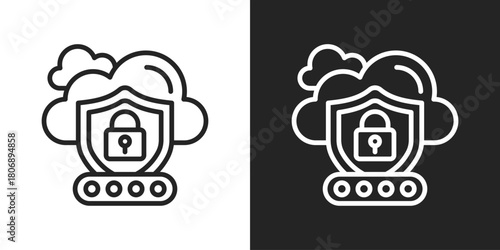 Encryption Icon In Line Version On Black And White Background