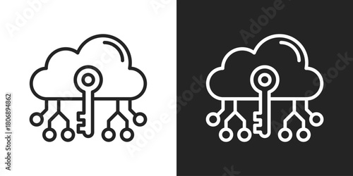 Key Icon In Line Version On Black And White Background