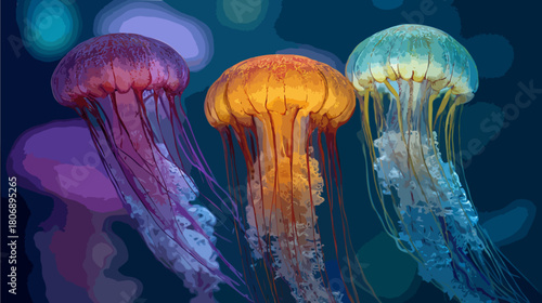 jellyfish in a blue water