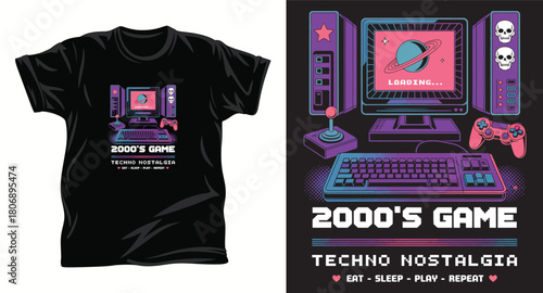 Gamer graphic vector t shirt design print.