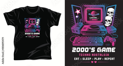 Gamer graphic vector t shirt design print.
