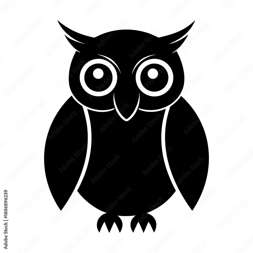 Fototapeta premium Classic Owl Shape Vector Icon on White.