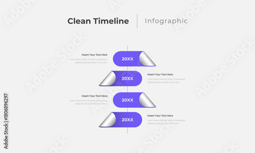 Clean 4 Step Timeline Infographic Template with Modern Minimal Layout
