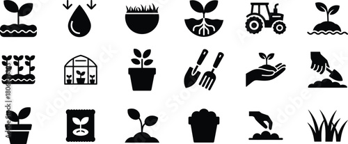 Agriculture and farming isolated on for cultivation concept