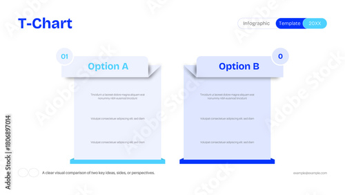 T Chart Infographic Template Minimal Comparison Diagram for Business Presentation