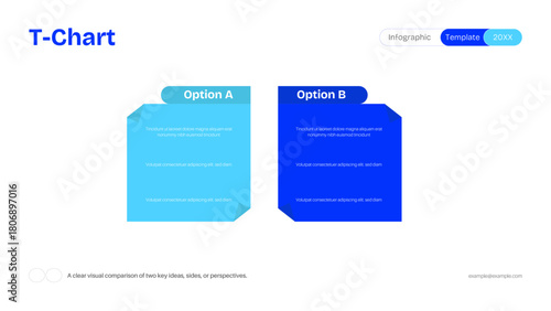 T Chart Infographic Template Minimal Business Comparison for Options