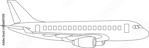 Aircraft line art black outline black and white vector and illustration plane line art drawing