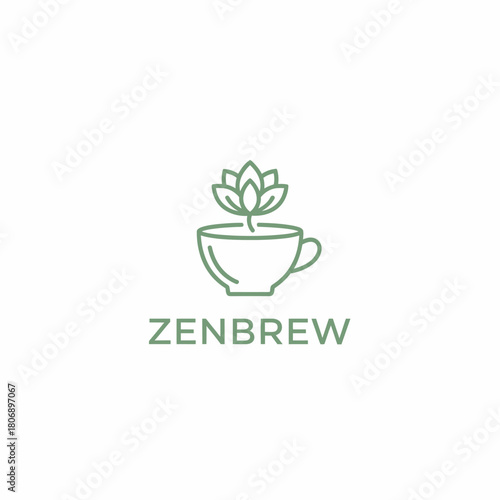 Green line art logo with teacup holding a flower, and "ZENBREW" text below
