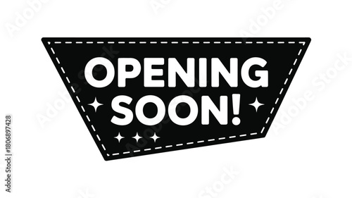 Opening soon announcement badge with stars