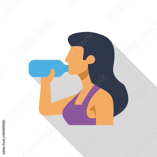 Sportswoman drinking water after training, promoting a healthy lifestyle and the importance of hydration
