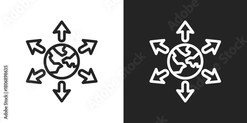 Market Expansion Icon In Line Version On Black And White Background