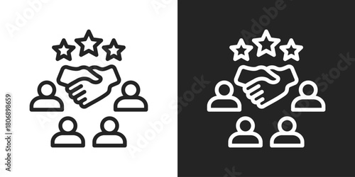 Partnership Icon In Line Version On Black And White Background