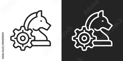 Strategic Planning Icon In Line Version On Black And White Background