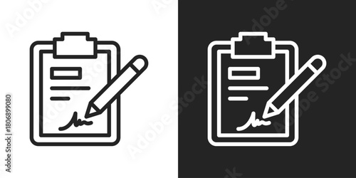 Contact Icon In Line Version On Black And White Background