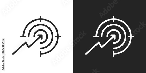 Market Penetration Icon In Line Version On Black And White Background