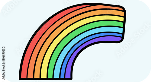Colorful rainbow arc with vibrant hues against a bright background.