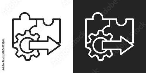 Integration Icon In Line Version On Black And White Background