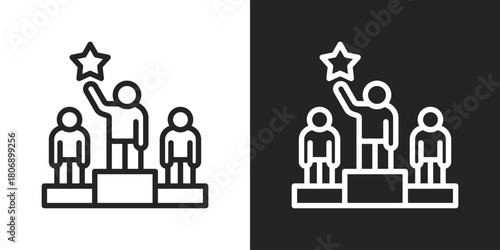 Competitive Advantage Icon In Line Version On Black And White Background