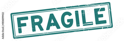 Distressed green fragile stamp label for shipping and packaging