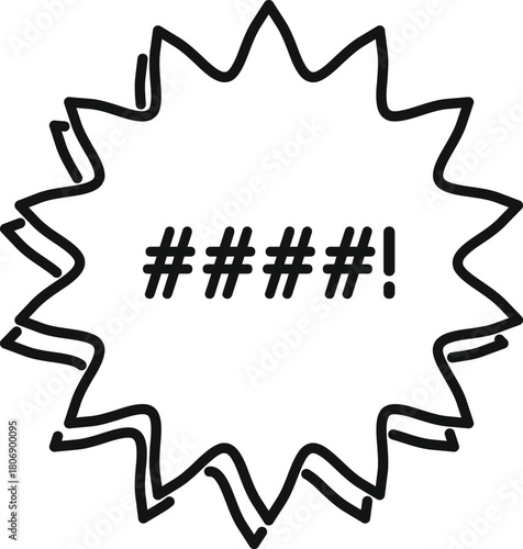 Hand drawn speech bubble showing a censored swear word using hashtags, adding a touch of humor to communication