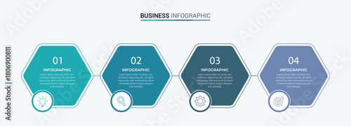 Business infographic template with 4 options, steps, process chart. Can be used for workflow layout, diagram, annual report, web design
