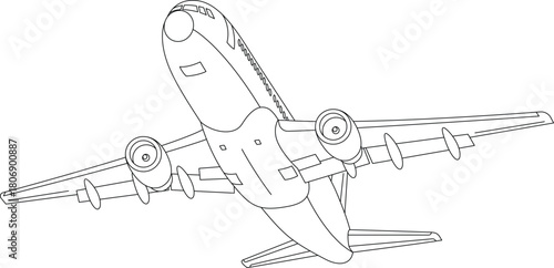 Aircraft line art black outline black and white vector and illustration plane line art drawing