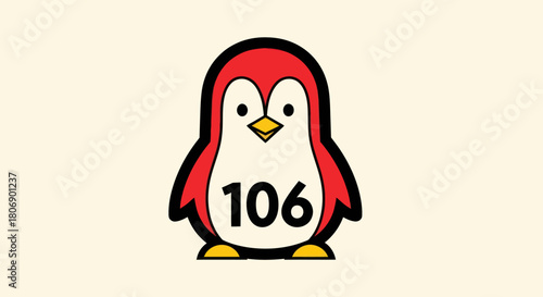 Cartoon Penguin with Number 106 on its Chest.