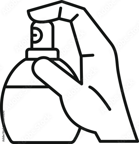 Hand spraying a perfume bottle, symbolizing fragrance, freshness, and personal care