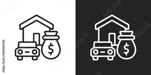 asset Icon In Line Version On Black And White Background