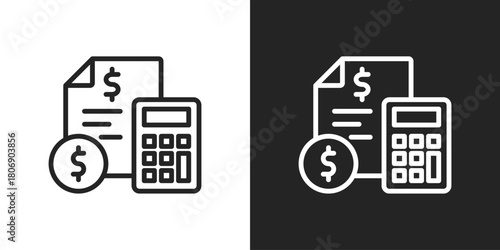 budgeting Icon In Line Version On Black And White Background
