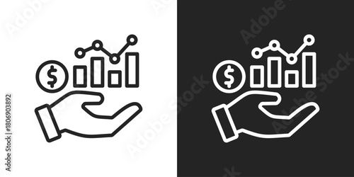 Investment Icon In Line Version On Black And White Background