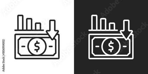 Inflation Icon In Line Version On Black And White Background