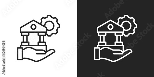 monetary policy Icon In Line Version On Black And White Background