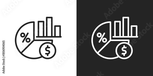 profit margin Icon In Line Version On Black And White Background