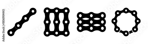Stylized chain link patterns vector illustration collection.