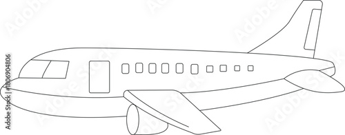 Aircraft line art black outline black and white vector and illustration plane line art drawing