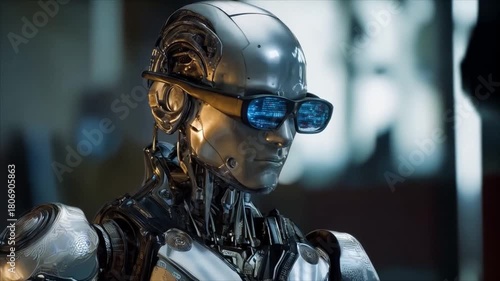 Futuristic Android with Smart Glasses - A Glimpse into Tomorrow.