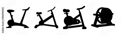 Fitness equipment silhouettes: stationary bikes and elliptical