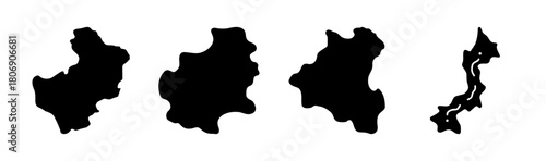 Stylized abstract blob shapes and japan map outline vector