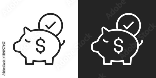 Saving Account Icon In Line Version On Black And White Background