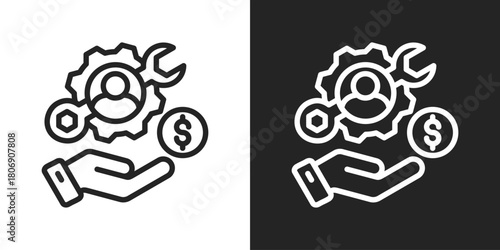 account maintenance Icon In Line Version On Black And White Background
