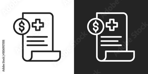 Medical Expense Icon In Line Version On Black And White Background