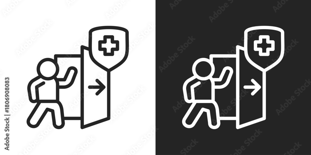 Fototapeta premium outpatient Icon In Line Version On Black And White Background