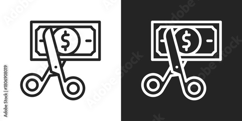 Deduction Icon In Line Version On Black And White Background
