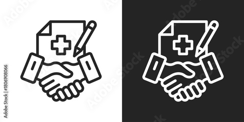 Contract Icon In Line Version On Black And White Background