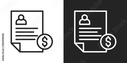 Account Holder Icon In Line Version On Black And White Background