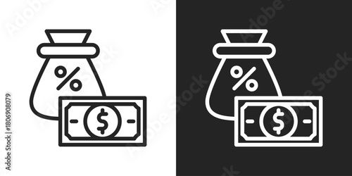 Tax Icon In Line Version On Black And White Background