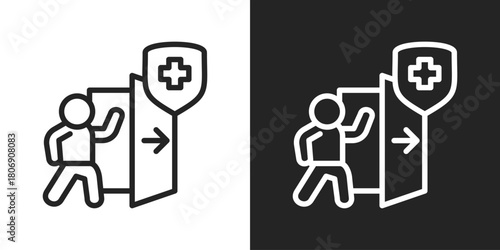 outpatient Icon In Line Version On Black And White Background