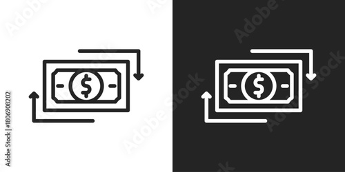 Cashflow Icon In Line Version On Black And White Background