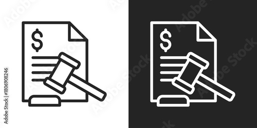 Penalty Icon In Line Version On Black And White Background